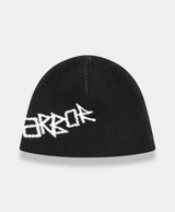 White Typo Beanie Black